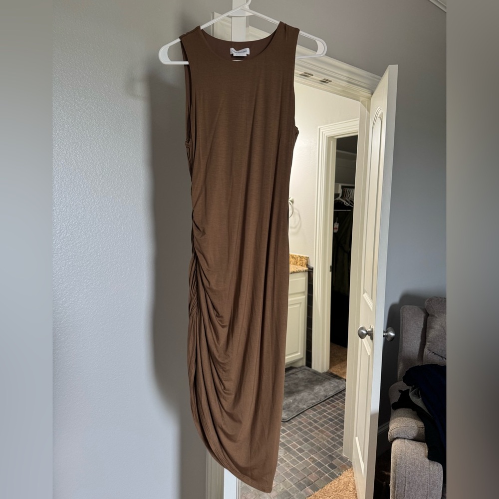 Camel color midi dress
